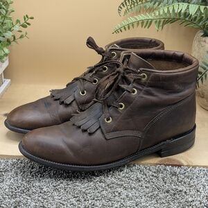 Vintage Justin Boots Lace Up Kiltie Women's Size 8 Brown Leather